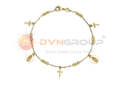 Gold Plated Virgin Mary Cross Charm Bracelet